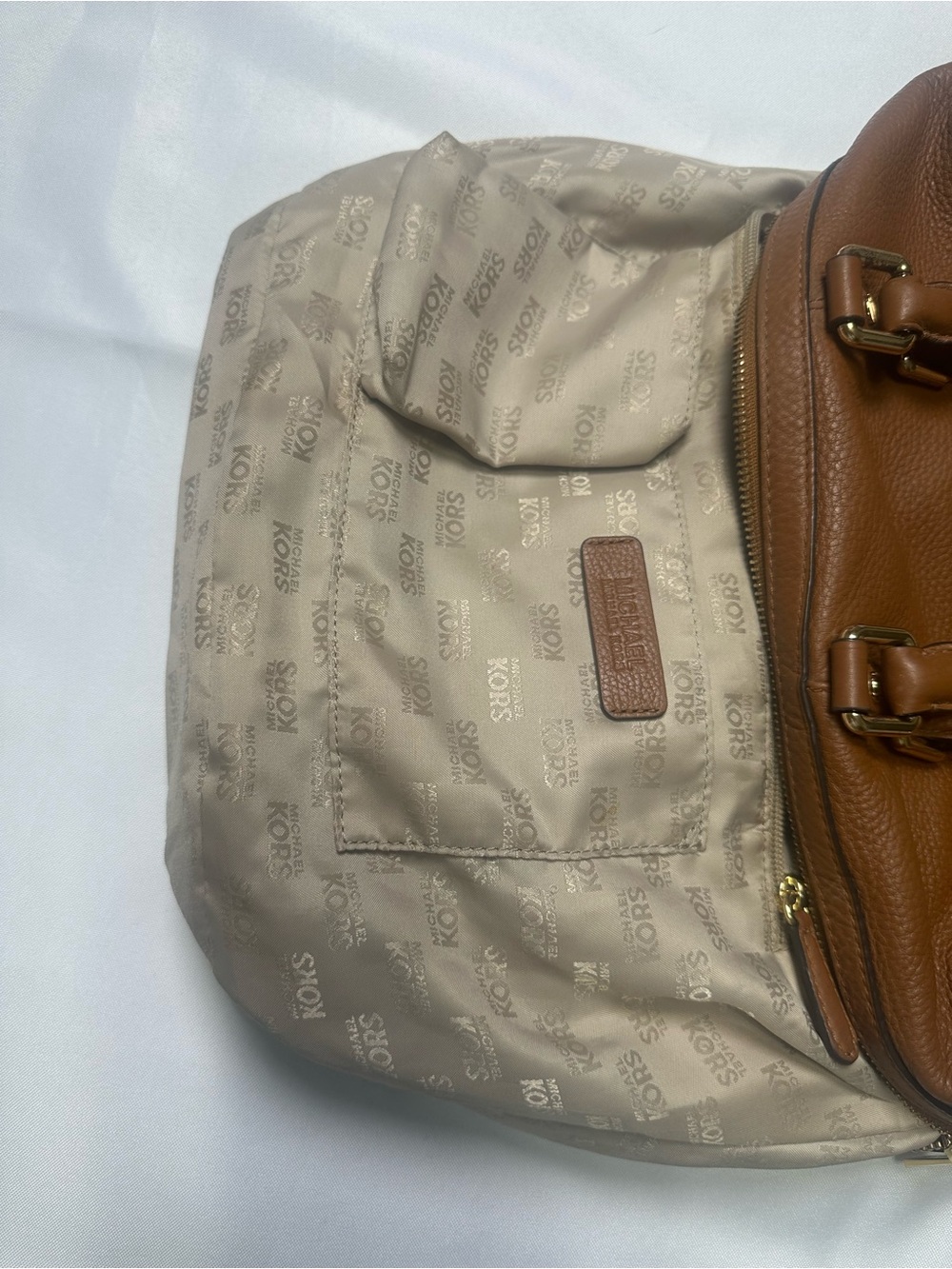 Michael Kors Brown Pebbled Leather Bedford Satchel with Strap - Picture 8 of 13